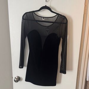 Black Mesh Long Sleeve Dress